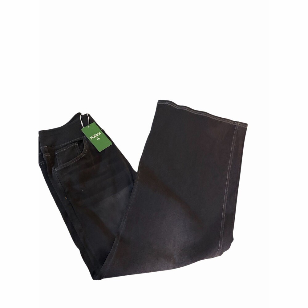 Halara Jeans Womens Size M Black High Waisted Pull-On Stretch Wide-Leg